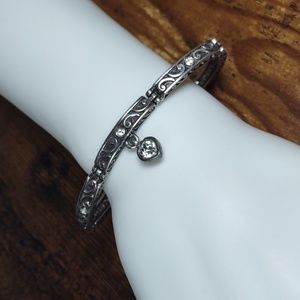 Brighton Bar Link Bracelet w/Crystal Heart Charm